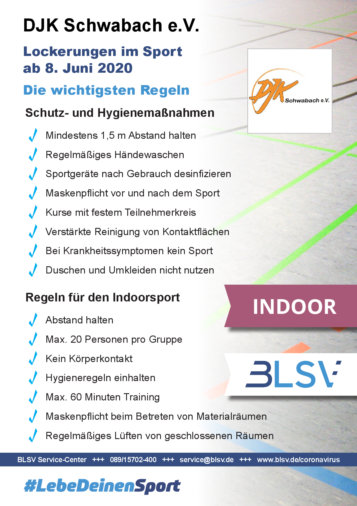 Plakat Sportbetrieb Indoor